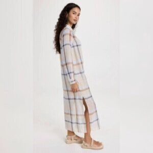 NWT Theory Sheer Plaid Maxi Shirt Dress